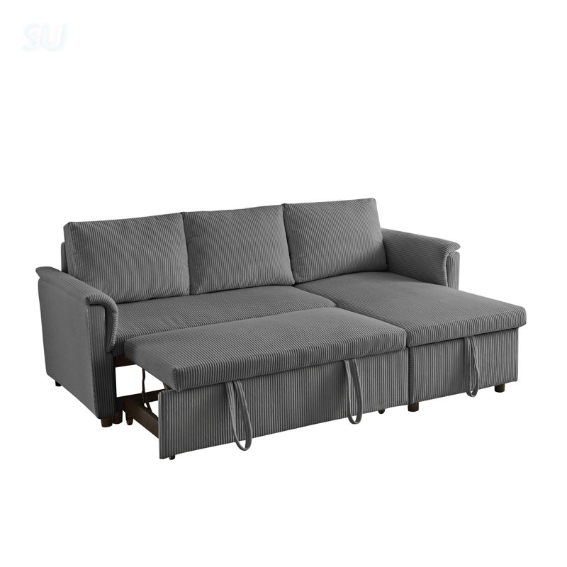 Canapé-lit modulaire luxueux en L, Gris