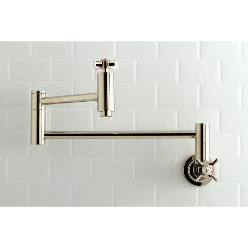 Kingston Brass Millennium Two-Handle 1-Hole Wall Mount Pot Filler Faucet, Polished Nickel