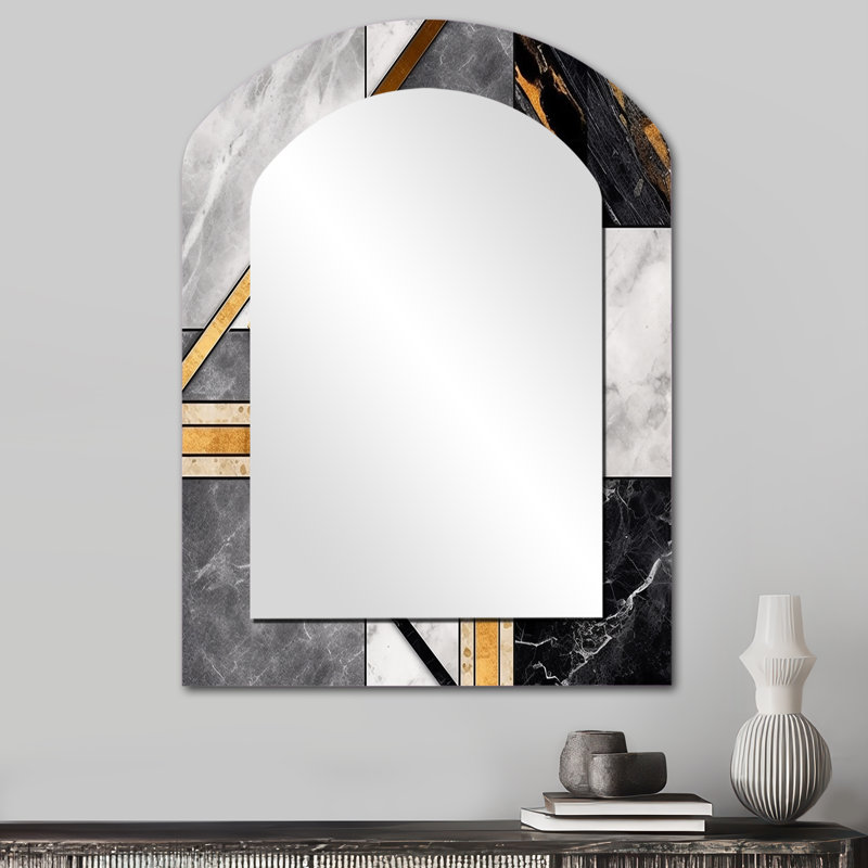 Lando - Miroir abstrait en métal, 34 po x 25 po