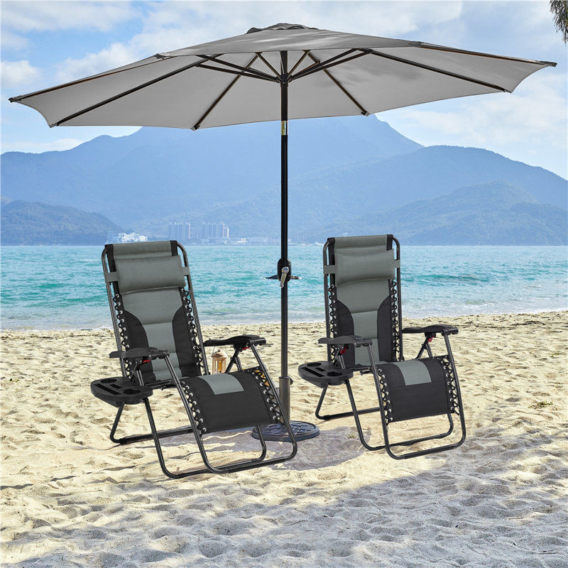 Colour Folding Camping Chair with Cushions, Grey