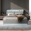 Modern Velvet Upholstered Ottoman Bed With Surround LED Lights & Storage Headboard, European Double & King Size Frame With USB-C Port, Grey & Beige-39412832-39540524