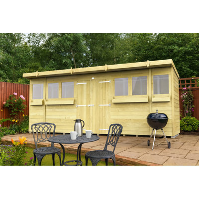 16ft x 4ft Pent Summer Shed