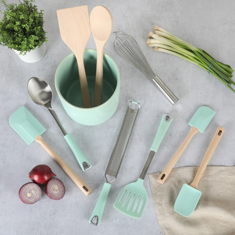 Martha Stewart 10 Piece Tools and Gadget Set W/ Ceramic Crock - Navy Blue, Blue