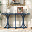 Table d'entrée en U de 59,8 po avec placage de chêne, pieds incurvés en bois d'hévéa, idéale pour la décoration intérieure dans les couloirs et les salons, avec plateau en placage de bois, grandes cuisines derrière canapés