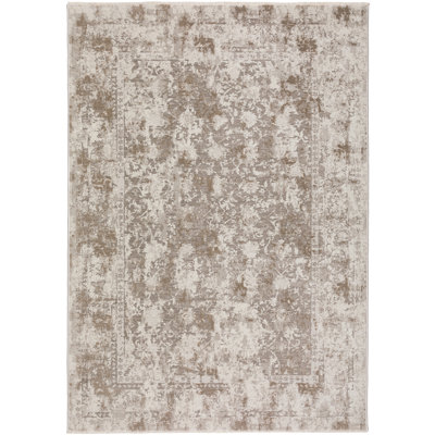 Tapis brun / gris tissé à la main à motif abstrait Hachmann