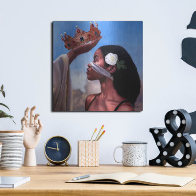 «Crown Me Lord Woman» par Salaam, art mural en métal, 12 po x 12 po