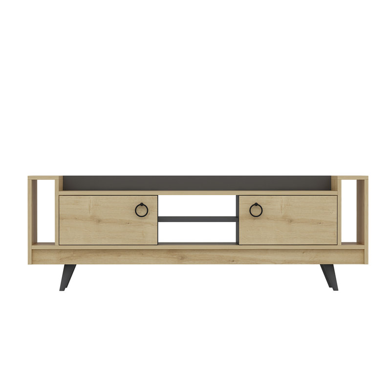 Ravine Unfinished TV Stand for TVs up to 70", Oak/Anthracite