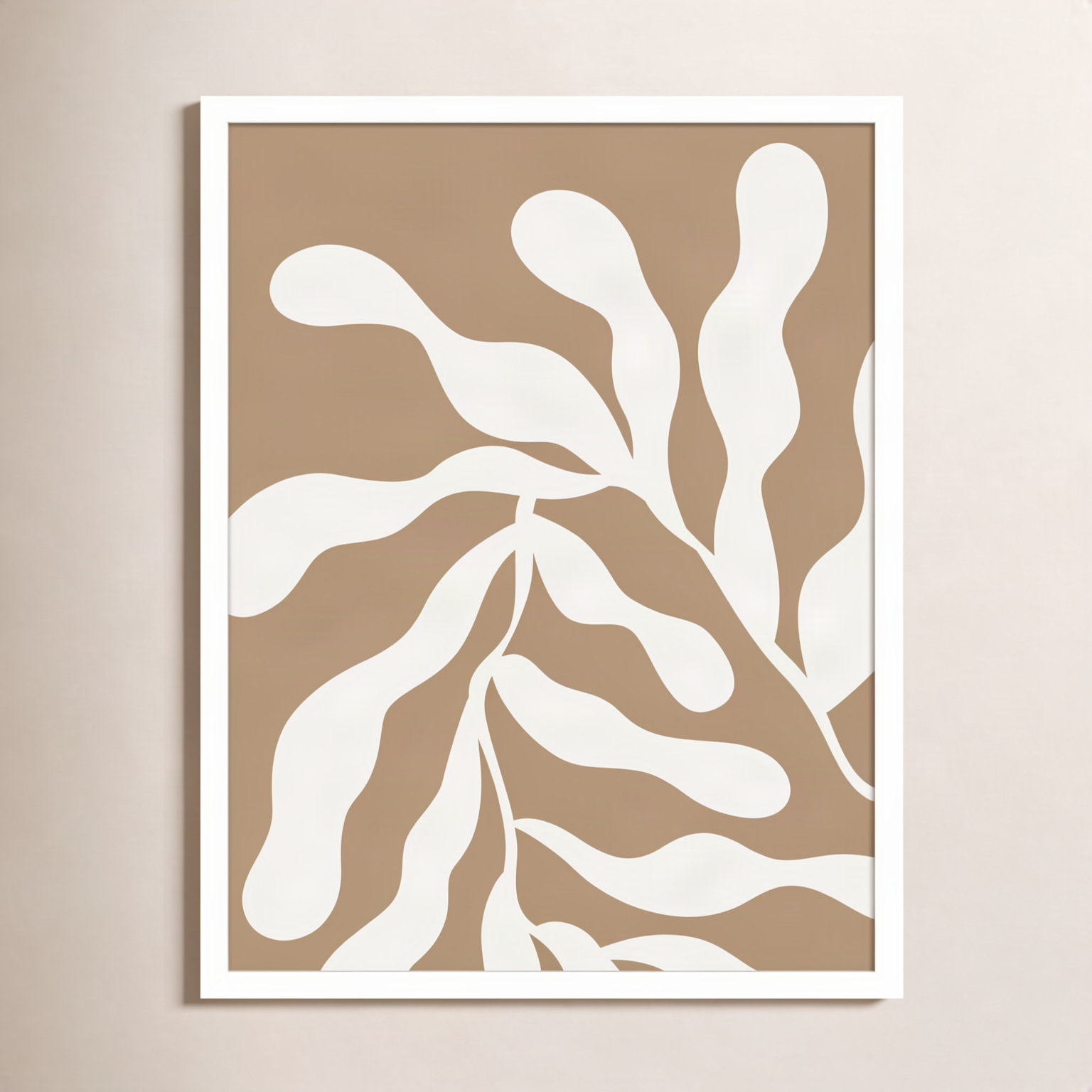 Erminia "Retro Matisse Botanical 1" Print, 25" H x 19" W x 1" D, White