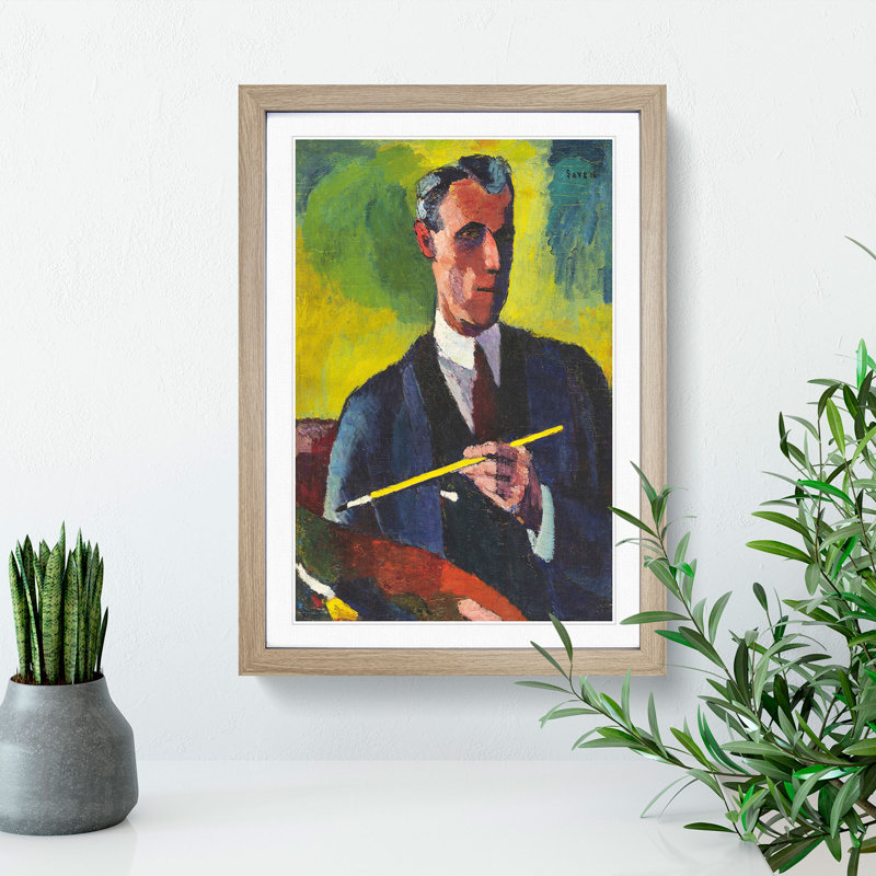 Self-Portrait by Henry Lyman Sayen - Picture Frame Painting, Oak Framed, 48cm H x 36cm W x 2cm D