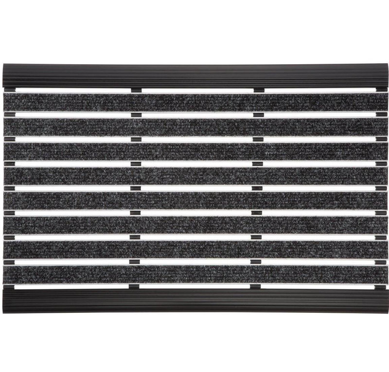Non-Slip Striped Indoor Doormat, Black