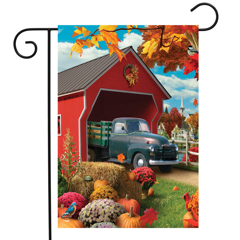 Drapeau du jardin d'automne Harvest Bridge, Automne rouge/vert