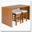 Ensemble de bar d'extérieur 5 pièces en bois d'acacia avec coussins beiges
