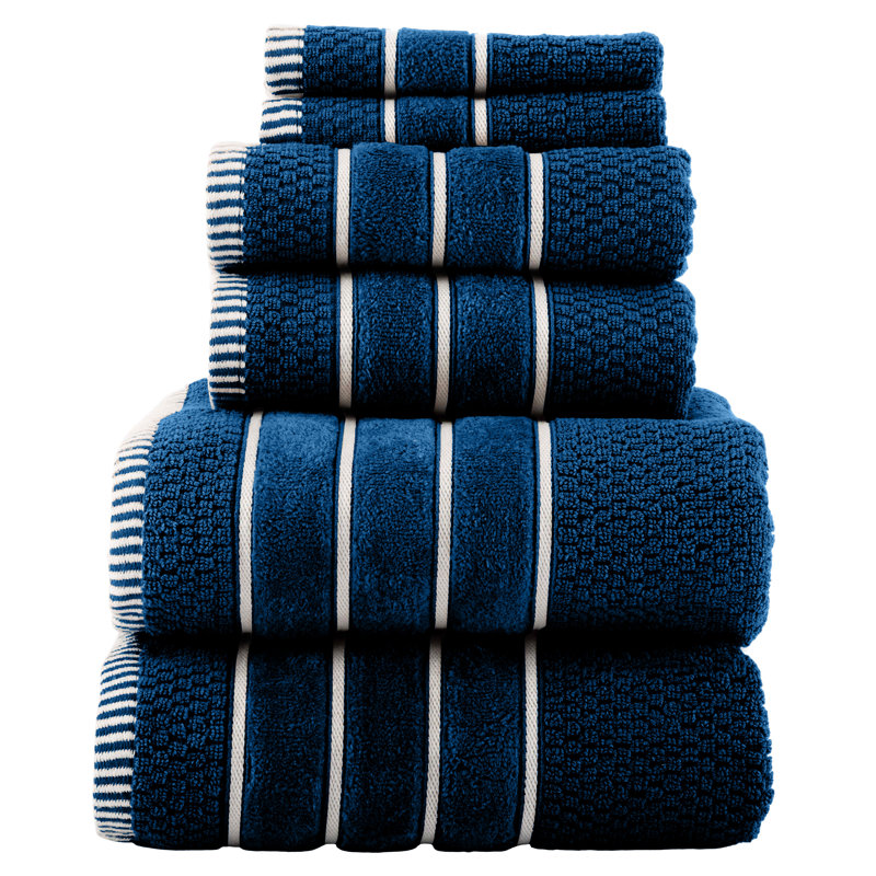 Lavish Home Bathroom Towels Set, Bathroom Accessories, Navy, Set of 6, Navy, 6 pieces