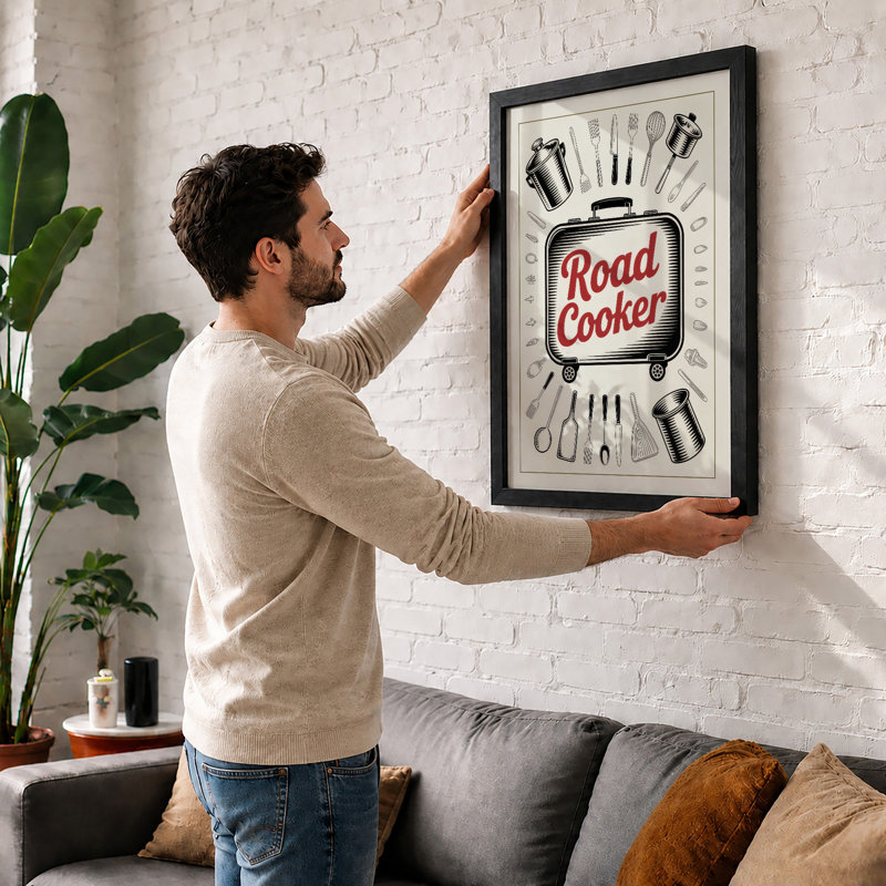 Road Cooker Retro - Framed Print, A4 - 29.7 x 21.0 cm, Unframed