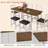 Farmhouse Style 7-Piece Dining Table Set For 4-6 People, 63" Extendable Kitchen Table Set With 4 Dining Chairs And 2 PU Upholstered Stools-2128414451