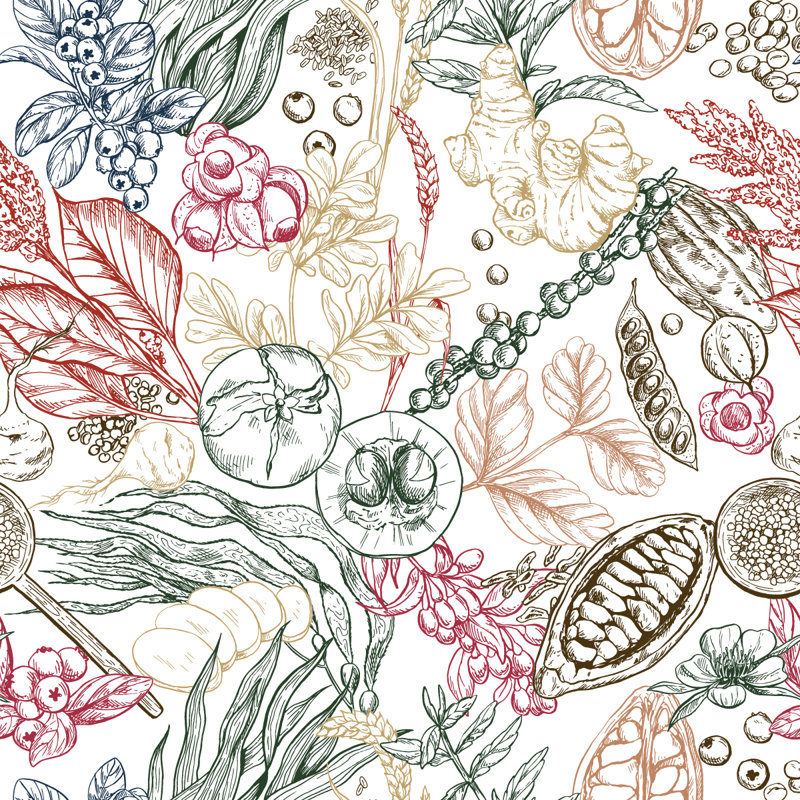 Panneau de papier peint à motif de baies et de feuilles, L 225 po x l 25 po