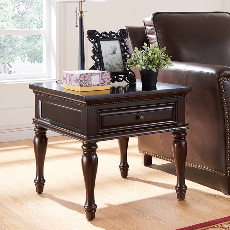 Table de bout en bois massif de style Mid-Century moderne, Brun noisette