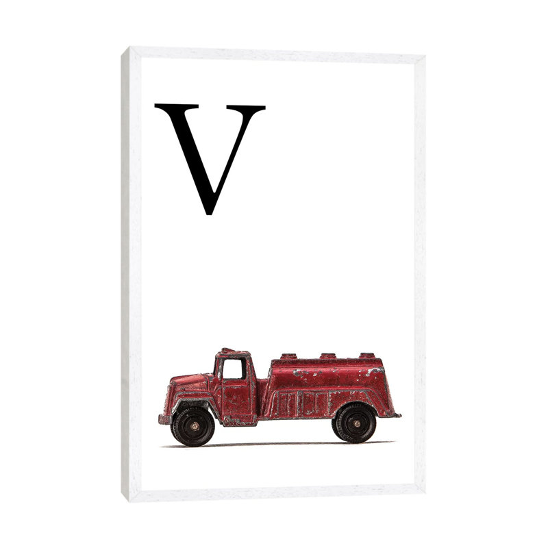 V Water Truck White Letter - Print on Canvas, 101.6 cm H x 66.04 cm W, White Framed