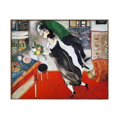 Reproduction de giclée sur toile encadrée «Birthday» par Marc Chagall, art mural pour salon, décorations pour bureau à domicile