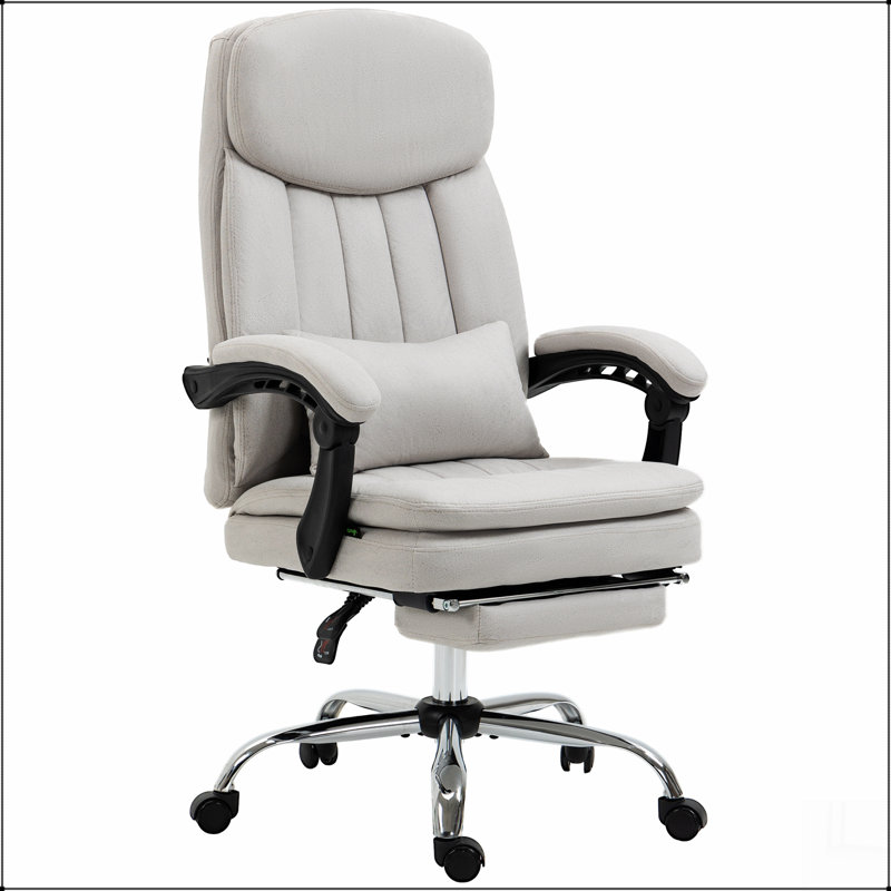 Chaise de bureau avec polyester, pivotante, soutien lombaire, massage, hauteur réglable, appui-tête, repose-pieds
