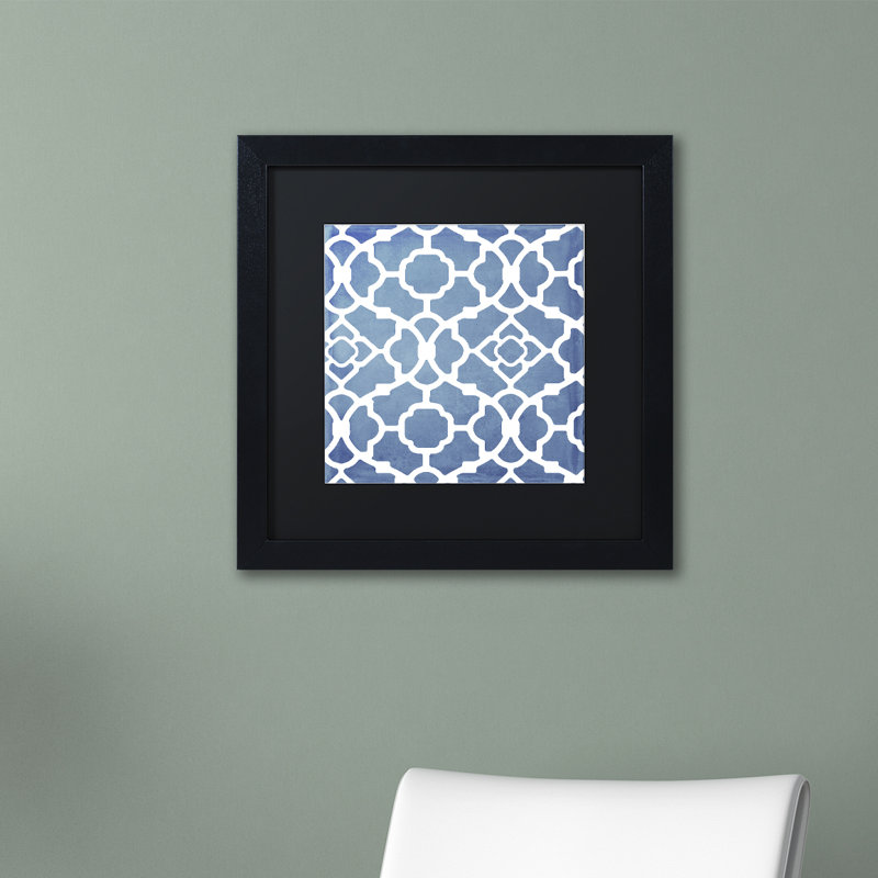 Jadaya «Moroccan Blues III», impression encadrée, H 11 po x l 14 po x P 0,5 po, Blanc, Cadre argenté