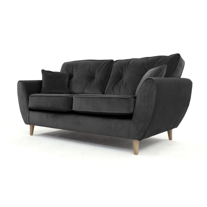 Rafe 3 Seater Velvet Sofa, Anthracite Velvet