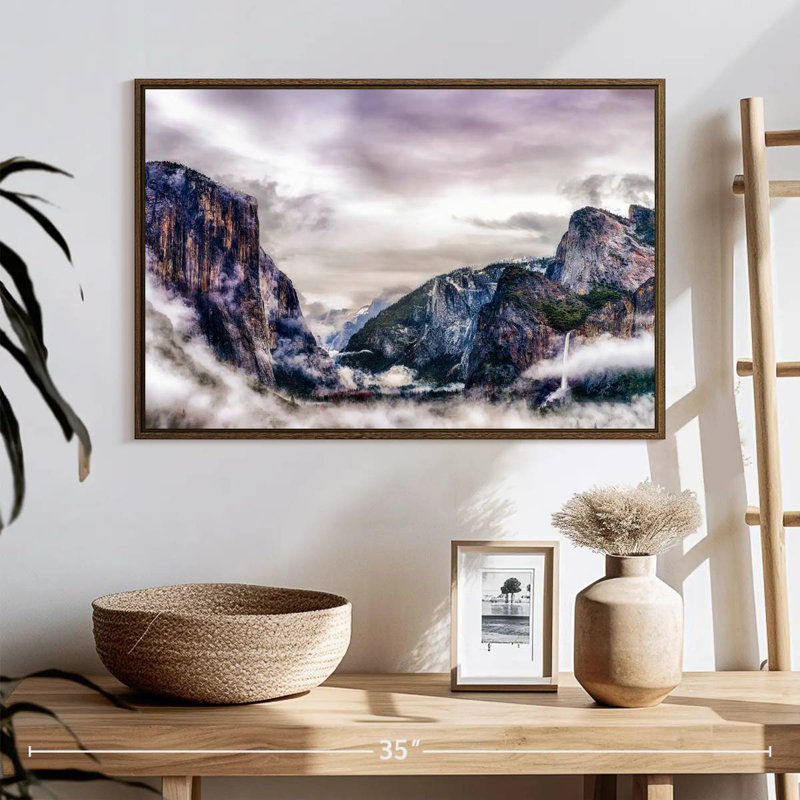 Canyons du parc national Yosemite, 25 po x 17 po, Cadre flottant noyer