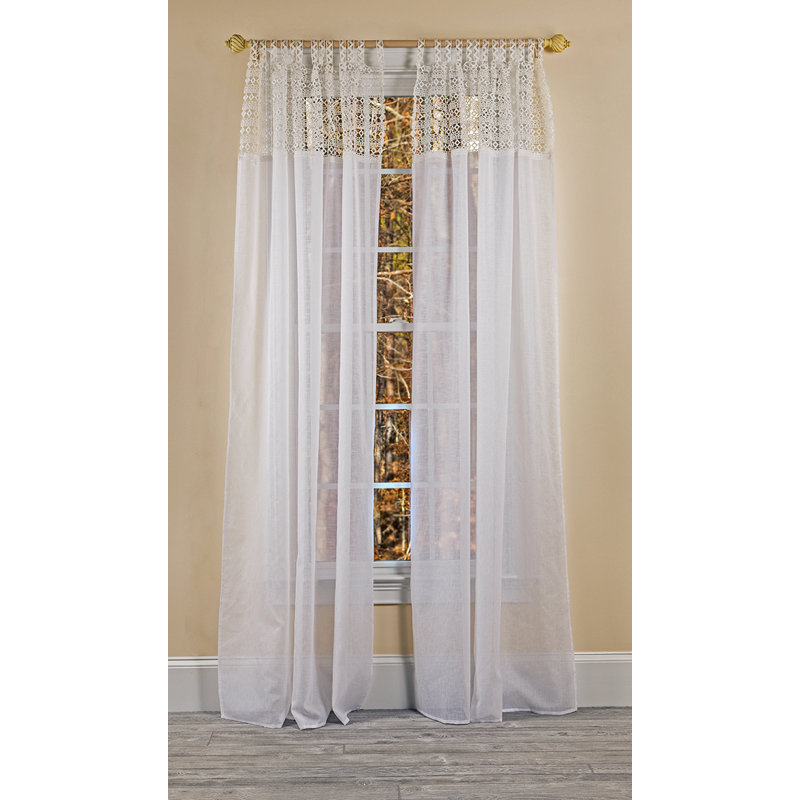 Shirl Sheer Curtain Single Panel, 52" W x 120" L, White