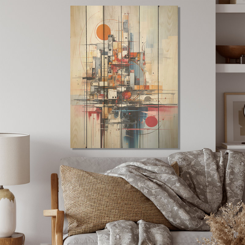 «Magical Castle Lake Sunrise - Châteaux», art mural sur bois de pin naturel, H 40 po x l 30 po