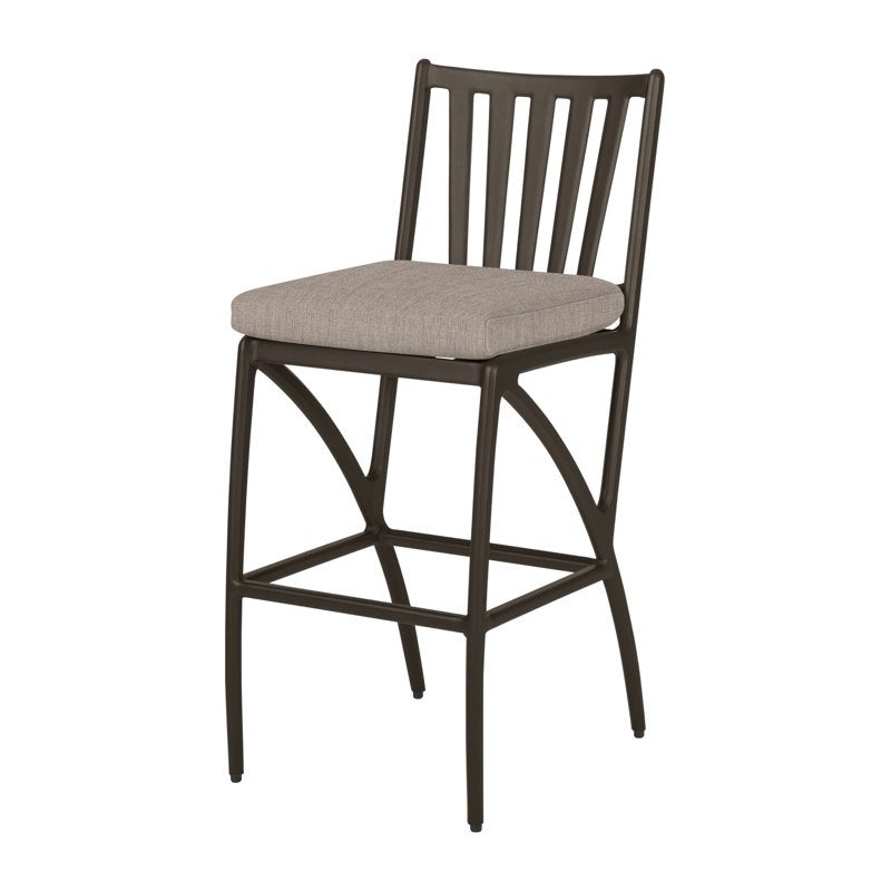 Amari Patio Bar Stool with Sunbrella Cushion, Cast Ash Sunbrella® Plainweave, Carbon