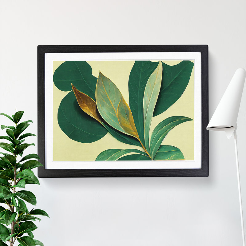XH1022-7163X Pretty Leaves Vol.1 - Single Picture Frame Print, black, 46cm H x 64cm W