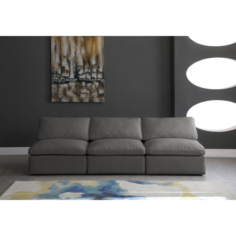 Canapé modulaire sans accoudoirs en velours de 105 po Atis, Velours gris