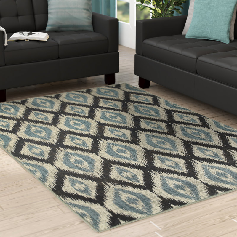 Tapis bleu / gris Audet, Rectangle 9 pi 10 po x 12 pi 10 po