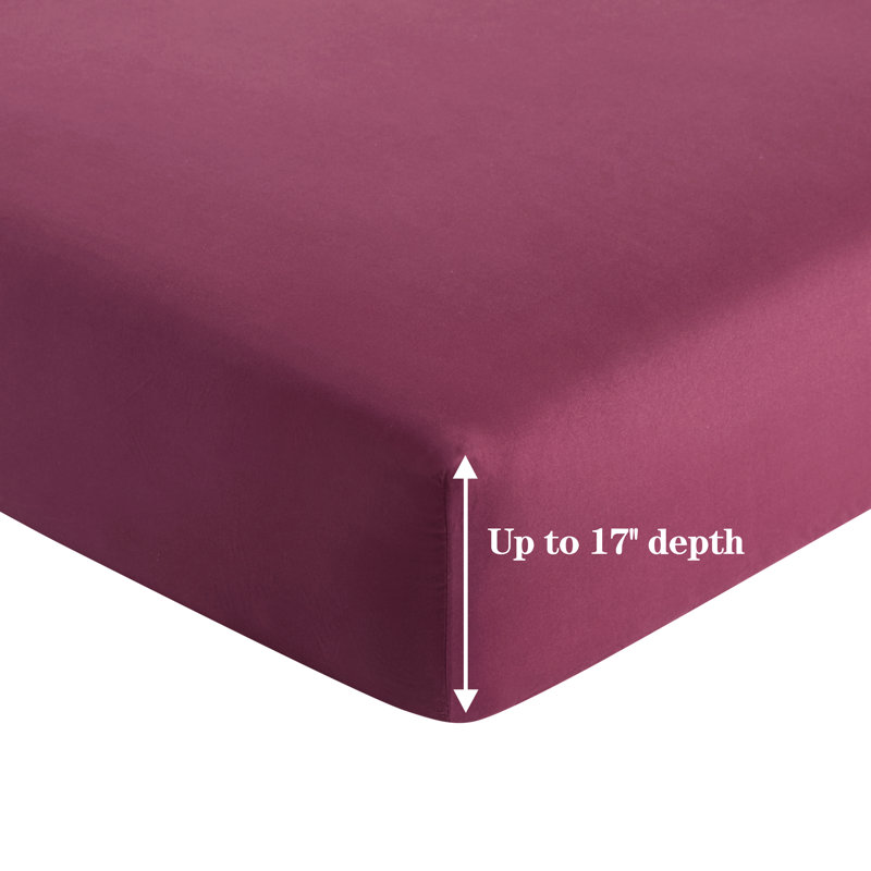 Drap-housse en rayonne de bambou élastique toute saison Marina, Rouge, Drap-housse de taille très grand