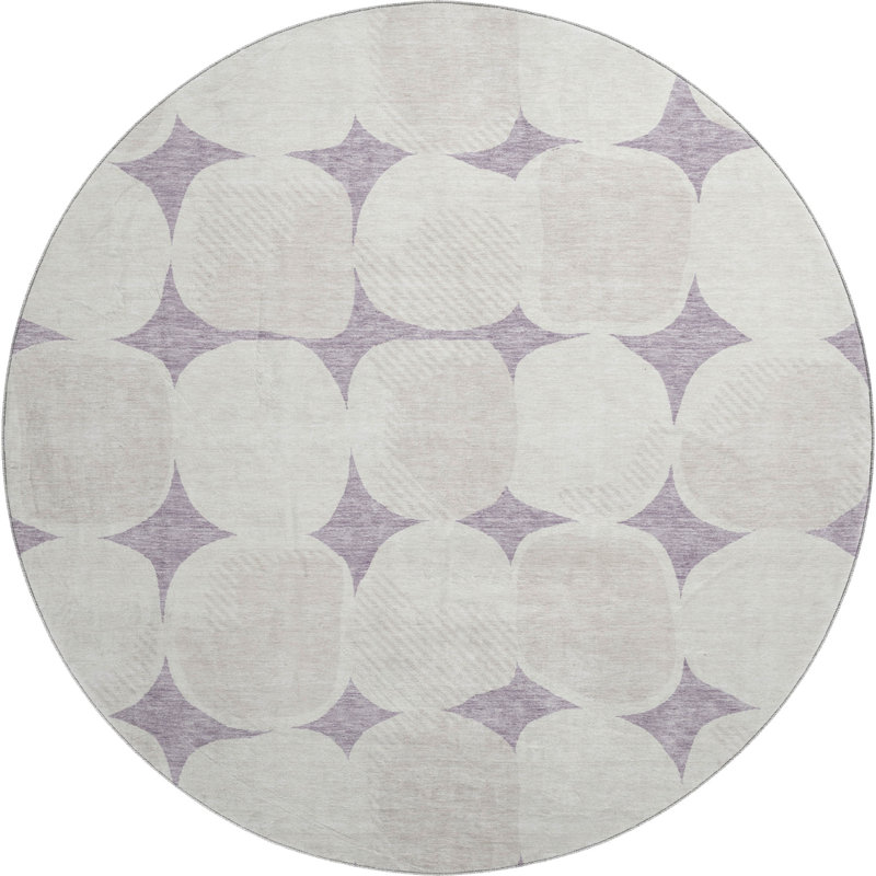 Premium Machine Washable Prisco Lavender Rug, Round 8'