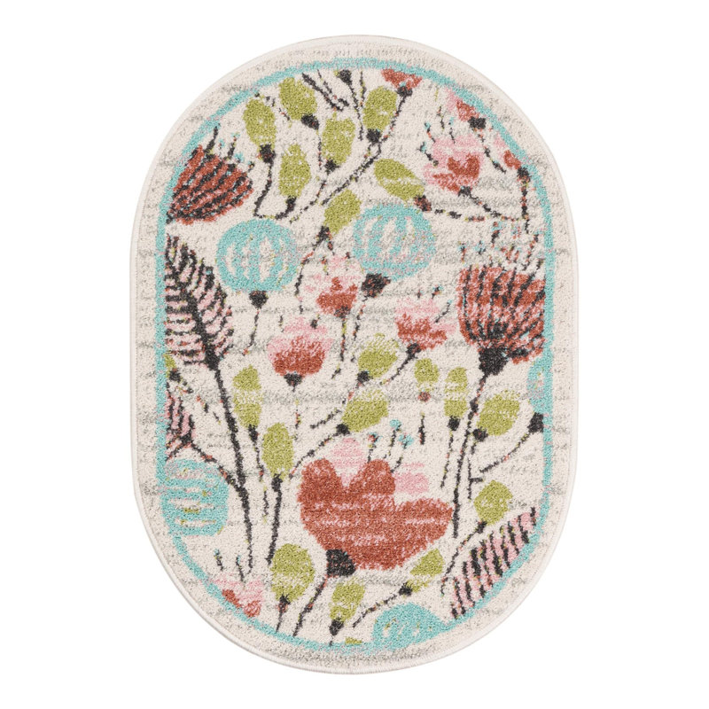 Whimsy Kids Wildflowers Rug, Oval 2'2" x 3'1"