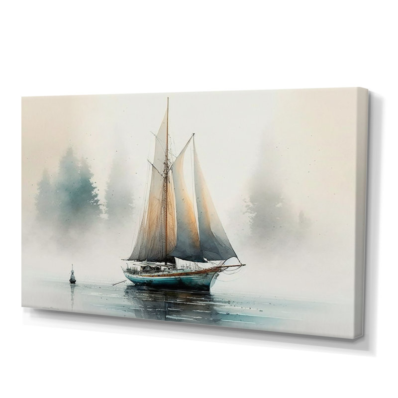 Voilier ancré - art sur toile de bateau côtier, 30" H x 40" W, Toile tendue