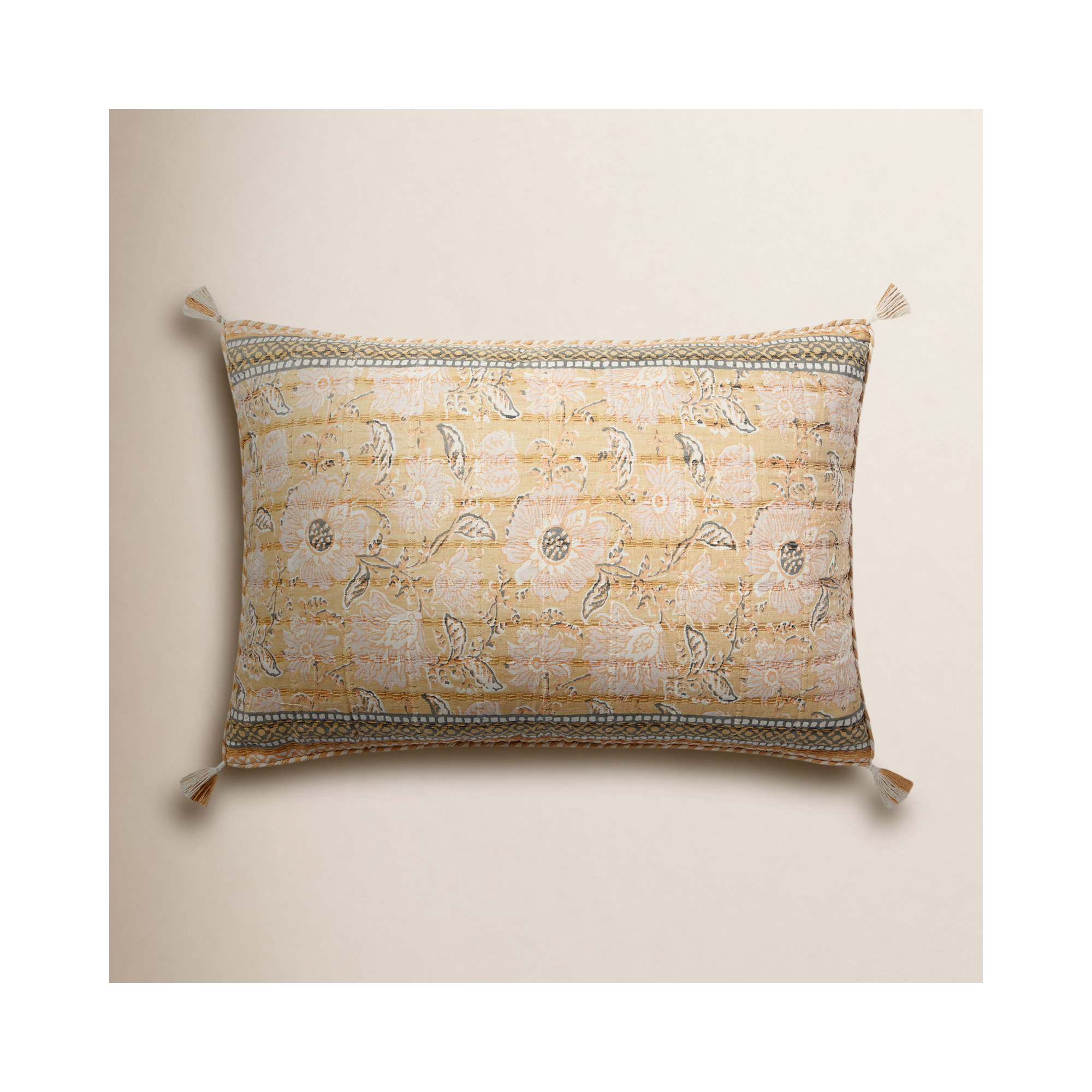 Tassels 100% Cotton Lumbar Throw Pillow, Polyester/Polyfill