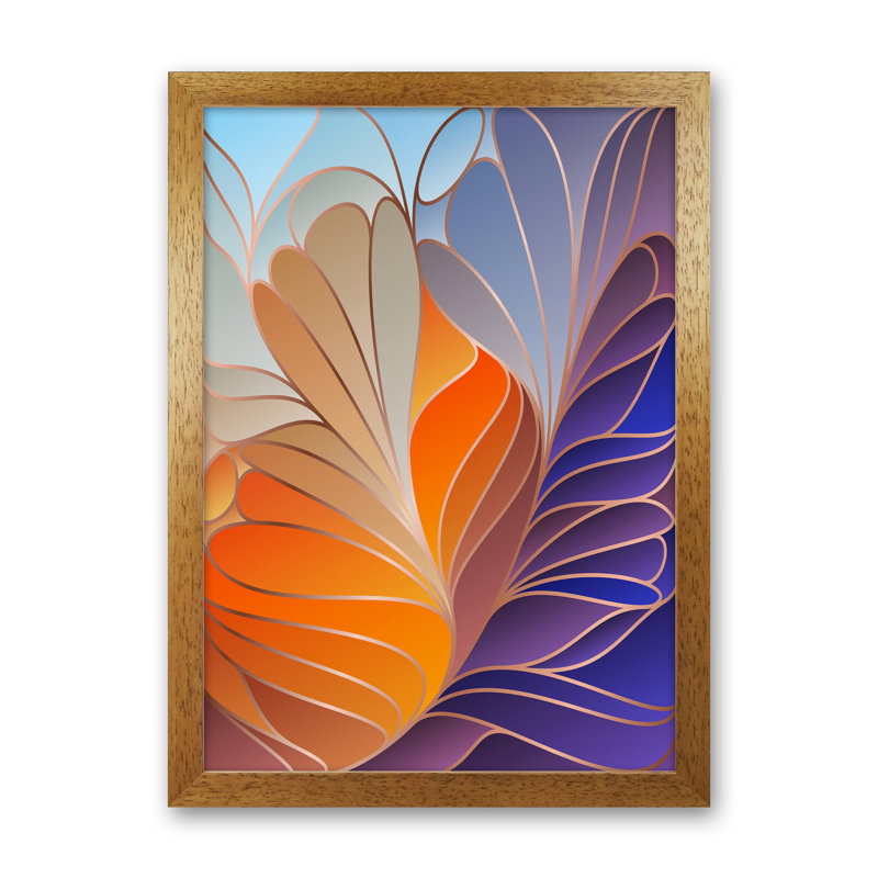 Colourful Art Deco III - Print, Brown Framed, 34cm H x 25cm W x 3cm D
