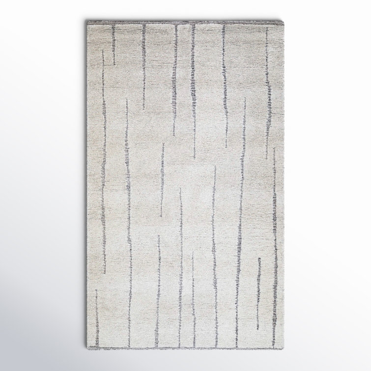 Keagan Abstract Handmade Tufted Wool Area Rug in Charcoal/Ivory/Brown