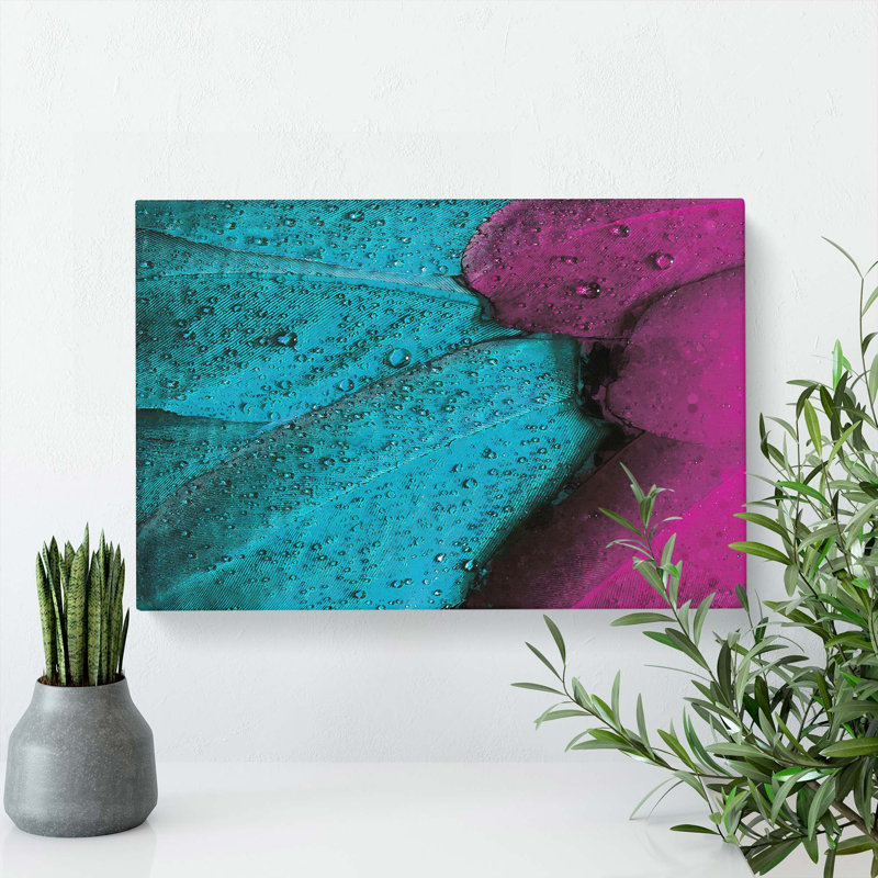 Plumage In Purple And Teal Blue - Wrapped Canvas, 40cm H x 60cm W x 3cm D