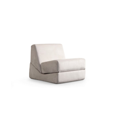 Versatile 1-Seat Sofa-Bed, Cream Color, 27.6 x 39.4 x 27.6 inches | 100% Polyester Fabric, 28 DNS Foam | Convertible Sitting & Back Cushions, Easy to Clean, No Frame Design Perfect for Small Spaces & Guest Rooms