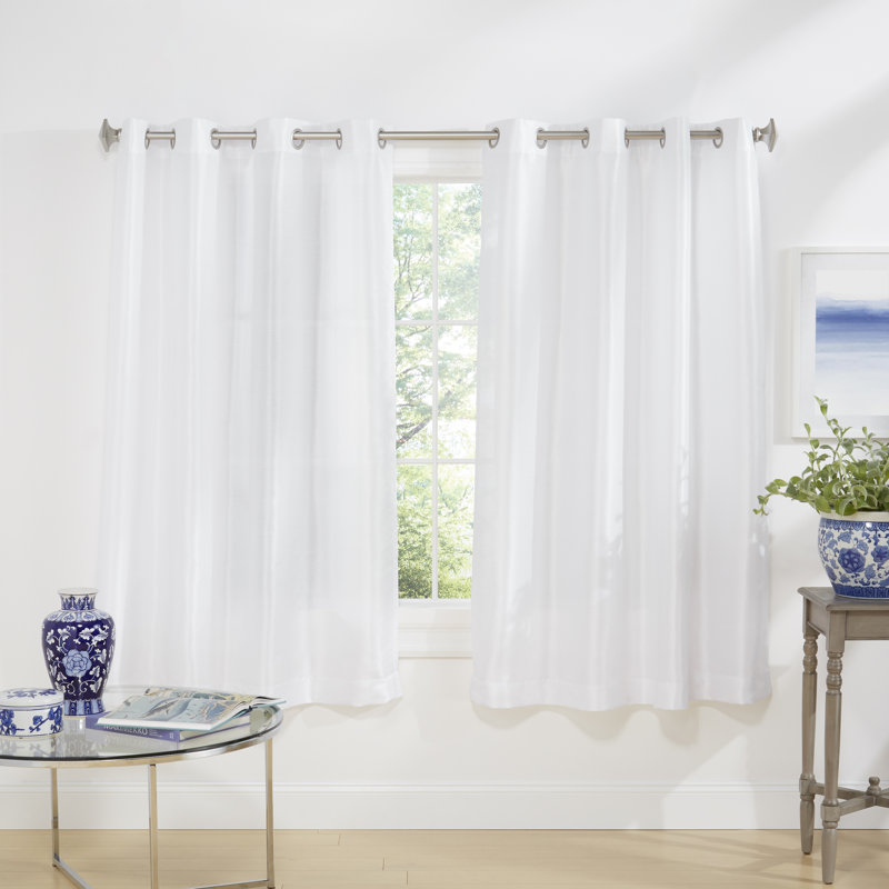 Chatra Semi Sheer Curtain Pair, Winter White, 54" W x 63" L