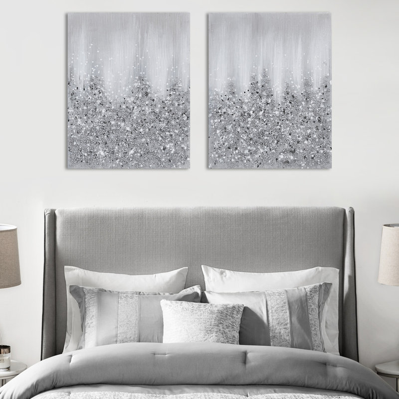Toile scintillante, 2, très embelli avec des textures de roche, l 22 po x H 28 po, œuvre d'art d'intérieur, 2 et paillettes, 22 po x 28 po, décor