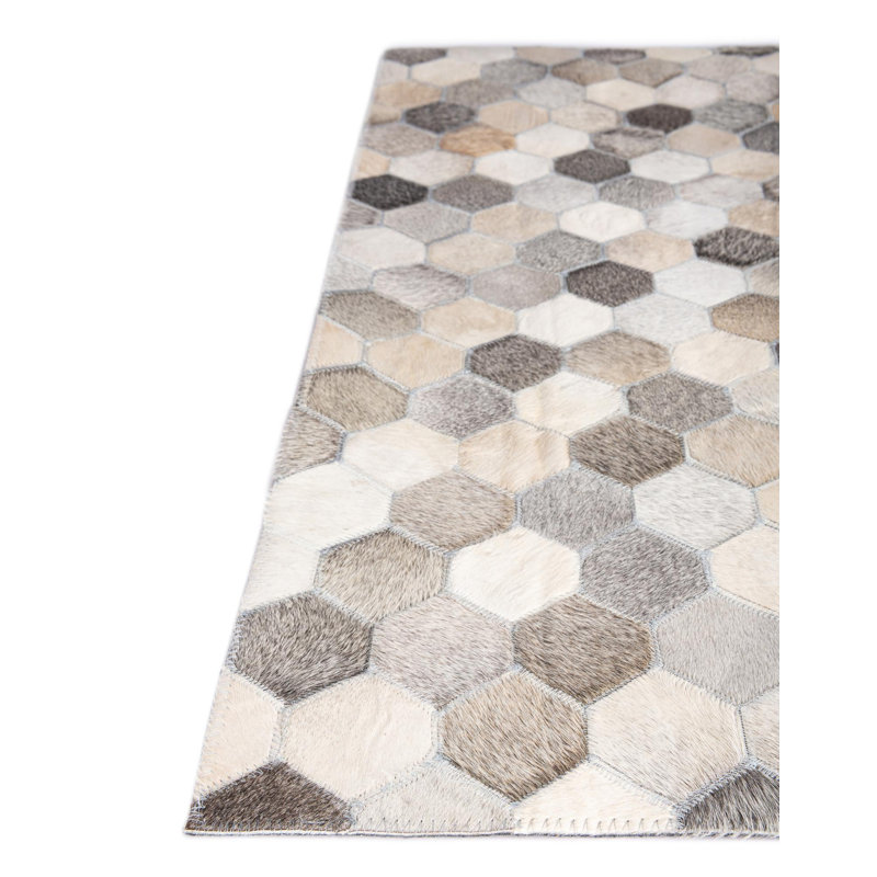  Tapis en cuir de vache mosaïque, Rectangle 6 pi 1 po x 9 pi