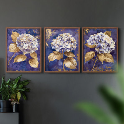 Étude florale série Lxxi-lot de 3 estampes numériques encadrées-prêt à accrocher