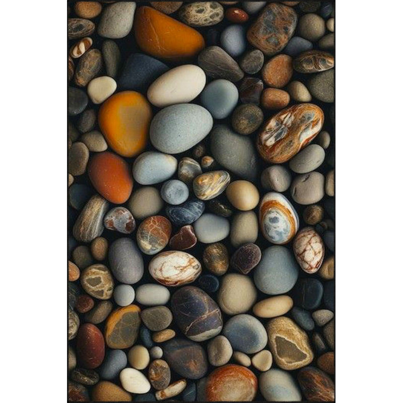 Colorful Pebble Patterned Woven Base Machine Washable Rug, Runner 2'6" x 6'7" Rug Pad Included
