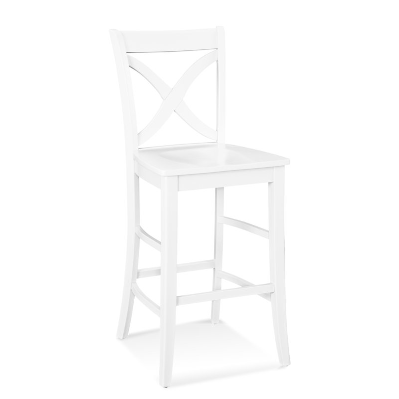 Hues Solid Wood Stool, Frost White Finish, Counter Stool (24" Seat Height)