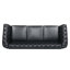 Canapé Chesterfield 84,6 po rembourré en similicuir avec accoudoirs roulés à 3 places et pieds en bois massif-1067982984