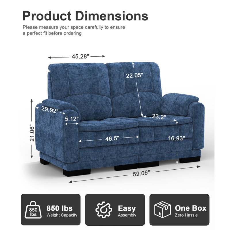 Modular Sectional Sofa Couches,Comfortable Boneless Cloud Couch, Modern Loveseat Sofa Cozy Deep Seat Sofa For Living Room